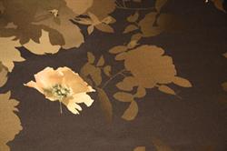Italiensk silke/ bomulds satin med blomster print tie dye - sort mm.