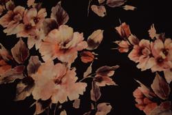 Let uld med blomster print - Sort, offwhite, bordeaux, rosa, laks, gråbeige mm.