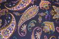 “Fed” viskosesatin med print - Paisley - 215 g/m - Mørk blå mm.