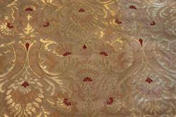 Jacquardvævet silke (brokade) - guld, vinrød, cremfarvet, beige