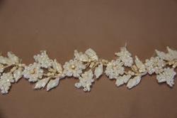 Blondebort med perler - off white/ champagnefarvet